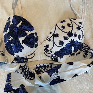 Blue and White Aguaclara Swim Top